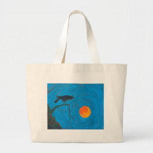 Grand Tote Bag Pleine lune corbeau