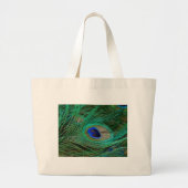 Grand Tote Bag Plumes de paon bleu indien (Devant)
