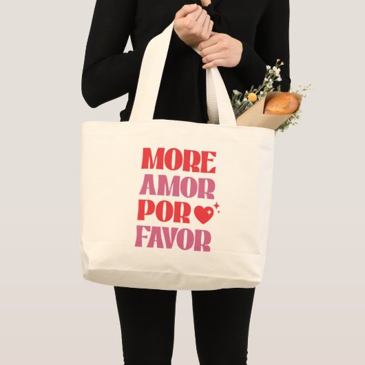 Grand Tote Bag Plus Amor por faveur, drôle Saint Valentin (Devant (produit))
