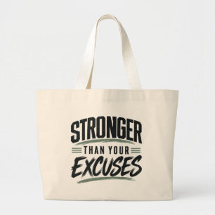 Grand Tote Bag Plus Fort que Vos Excuses Motivation Fitness