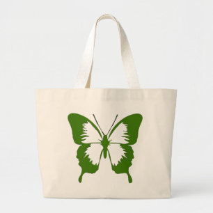 Grand Tote Bag Pochoirs verts de papillon