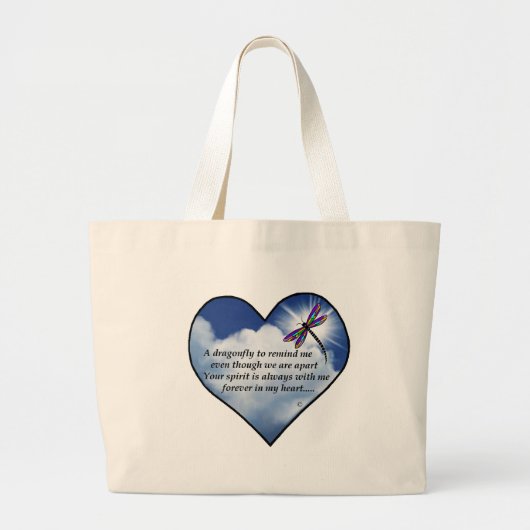 Grand Tote Bag Poème de coeur de libellule (Devant)