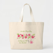 Grand Tote Bag Point d'aiguille des fleurs de cerisier peint à la (Devant)