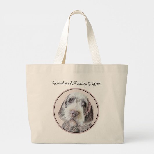 Grand Tote Bag Pointing à poils durs Griffon Peinture animal chie (Dos)