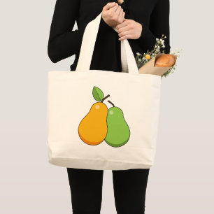Grand Tote Bag Poires jaunes et vertes