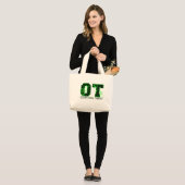 Grand Tote Bag pois vert et noir d'ot (Devant (modèle))