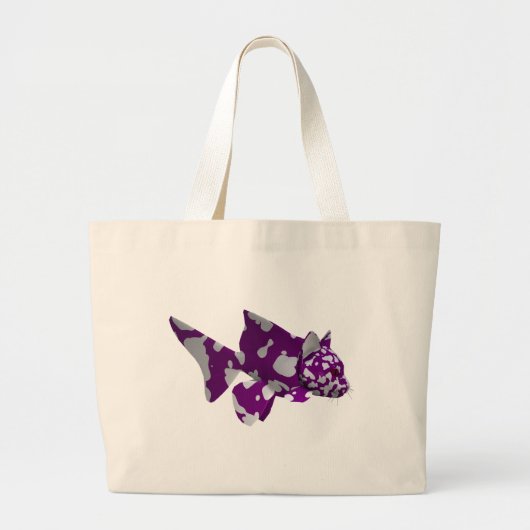 Grand Tote Bag Poisson-chat violet (Devant)