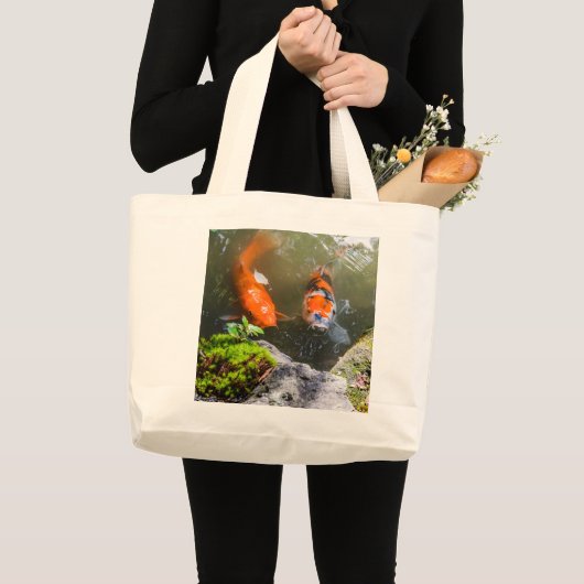 Grand Tote Bag Poisson Koi dans un étang (Devant (produit))