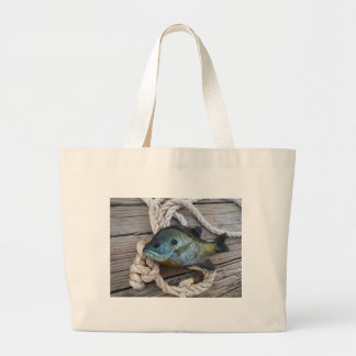 Grand Tote Bag Poisson rouge sur quai et corde