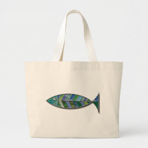 Grand Tote Bag Poissons en verre souillé