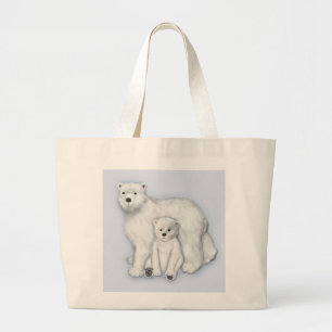 Grand Tote Bag Polar Bear Maman et Cub.