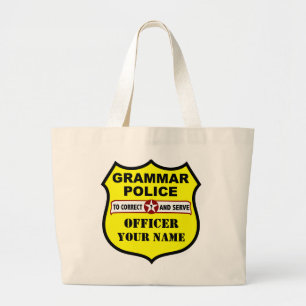Grand Tote Bag Police Fourre-tout personnalisable de grammaire