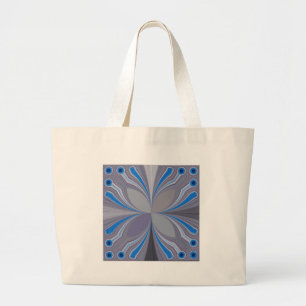 Grand Tote Bag Polka gris cendré bleu Pointe Texture Art Imprimer