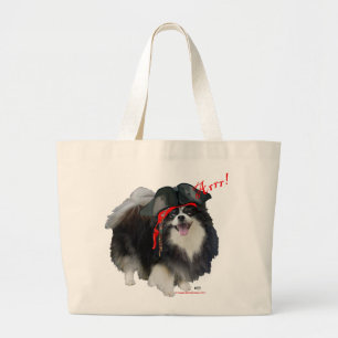 Grand Tote Bag Pomeranian noir Pirate - Arrr!