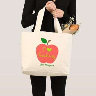 Grand Tote Bag Pomme enseignant personnalisé