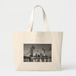 Grand Tote Bag Pont Tour de Londres blanc noir