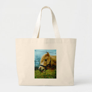 Grand Tote Bag Pony miniature blond / Cheval Ciel bleu