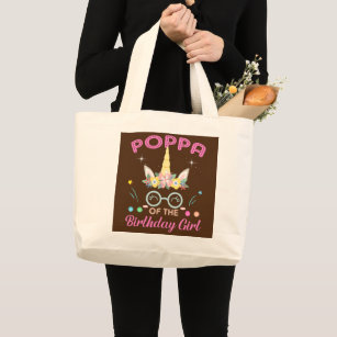 Grand Tote Bag Poppa De L'Anniversaire Fille Fleur Unicorn Mères