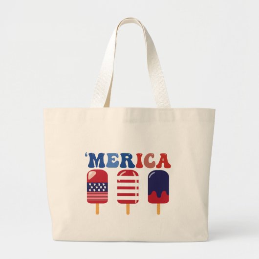 Grand Tote Bag Popsicle Merica Independence Day 4 juillet (Devant)