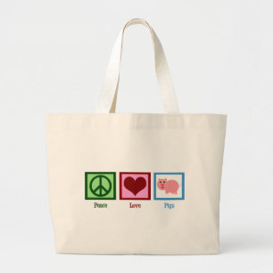Grand Tote Bag Porcs d'amour de paix