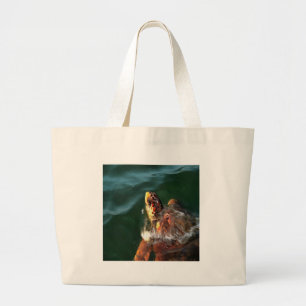 Grand Tote Bag Portrait artistique de la tortue luge