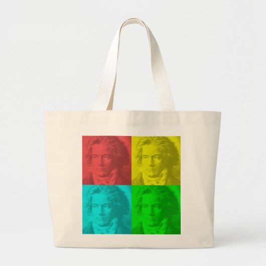 Grand Tote Bag Portrait Beethoven En Carré (Devant)