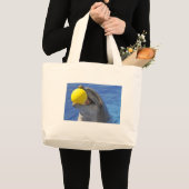 Grand Tote Bag Portrait dauphin avec une boule dans la bouche (Devant (produit))