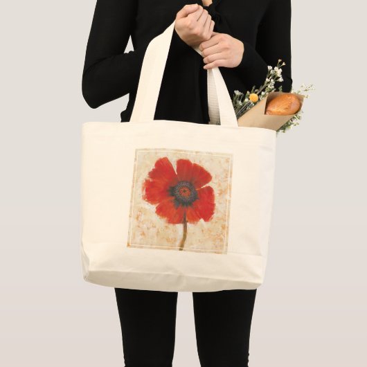 Grand Tote Bag Portrait Red Poppy (Devant (produit))