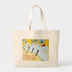 Grand Tote Bag Poster de la fille dansante Jaune Toulouse Lautrec