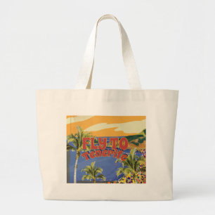 Grand Tote Bag Poster de voyage vintage pour Tenerife