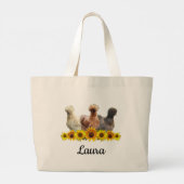 Grand Tote Bag Poulets et tournesols en silkie Bantam personnalis (Dos)