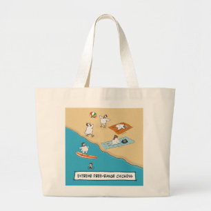 Grand Tote Bag Poulets fermiers extrêmes drôles