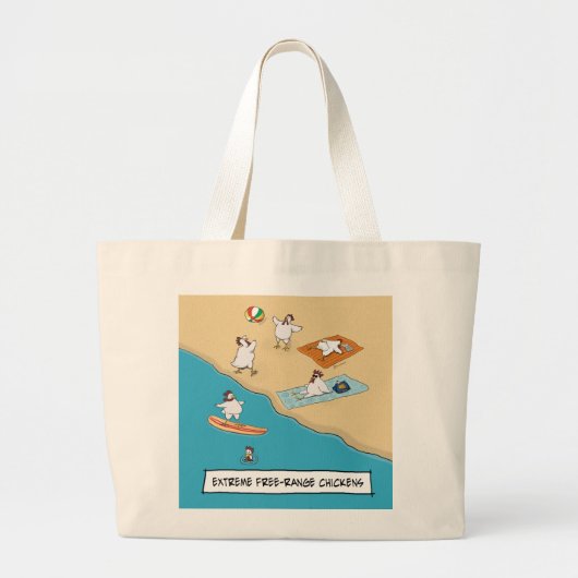 Grand Tote Bag Poulets fermiers extrêmes drôles (Devant)