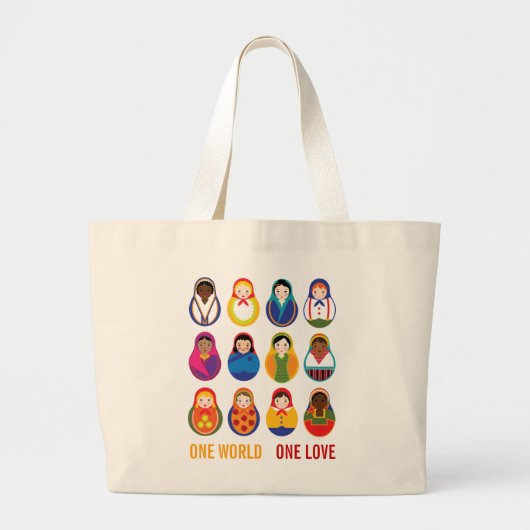 Grand Tote Bag Poupées multiculturelles d'emboîtement une paix du (Devant)