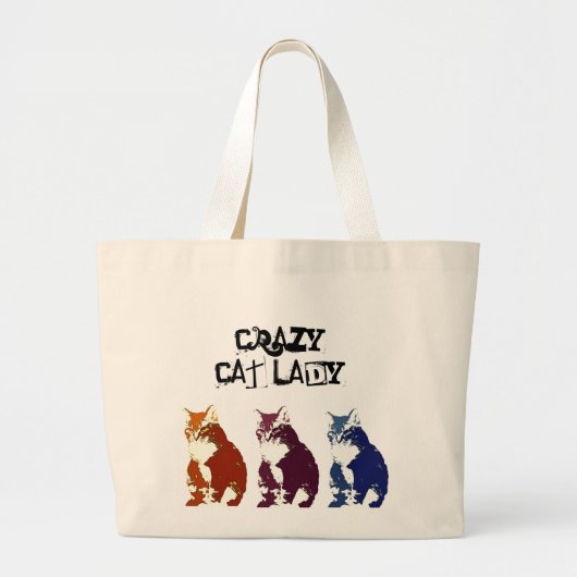 Grand Tote Bag Pour Madame folle de chat sur l'aller ! (Devant)