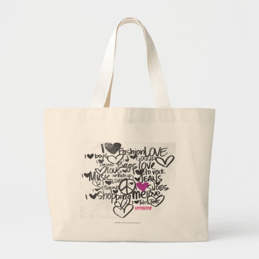 Grand Tote Bag Pourpre de graffiti (Devant)