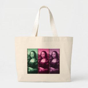 Grand Tote Bag Pourpre de rose de vert de poster de animal de