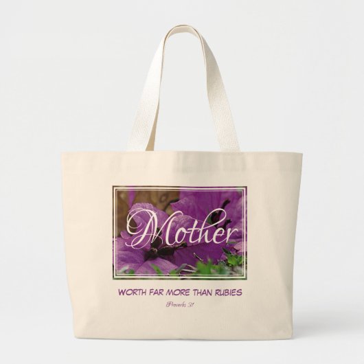 Grand Tote Bag Pourpre | Floral | MÈRE | Vaut plus que des rubis (Devant)