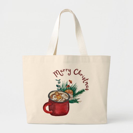 Grand Tote Bag Présent De Père Noël Noël Personnalisé (Devant)