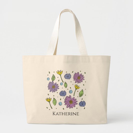 Grand Tote Bag Pretty Jumbo Tote With Flowers Customizable (Devant)