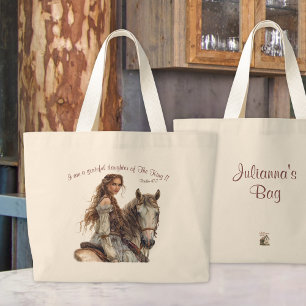 Grand Tote Bag Princesse chrétienne à cheval Personnaliser le dos