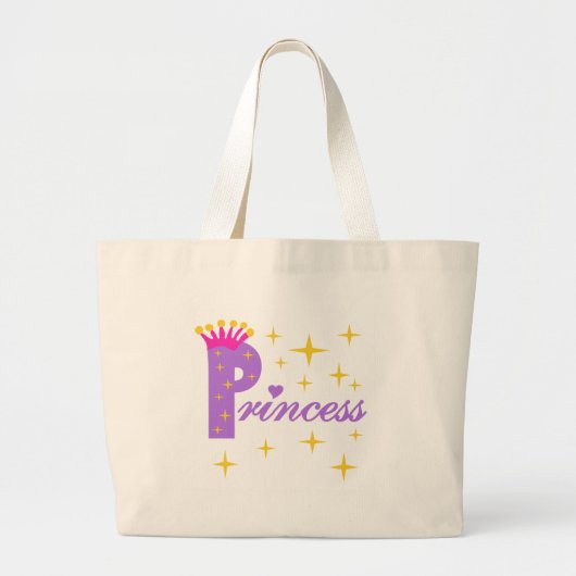 Grand Tote Bag Princesse de texte pourpre (Devant)