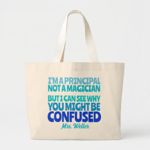 Grand Tote Bag Principal personnalisé Drôle Pas un magicien 