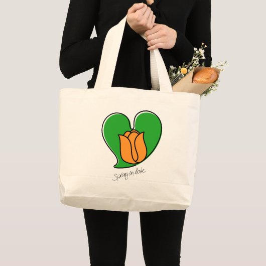 Grand Tote Bag Printemps en amour - Tulipes orange (Devant (produit))