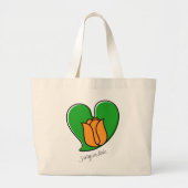 Grand Tote Bag Printemps en amour - Tulipes orange (Devant)