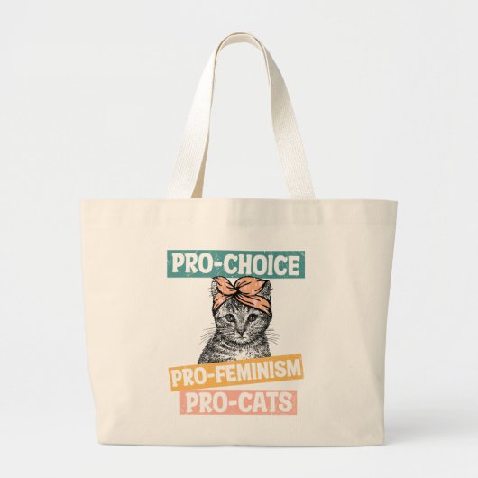Grand Tote Bag Pro-Choice, Pro-Feminism, Pro-Cat | Cat Lover (Devant)