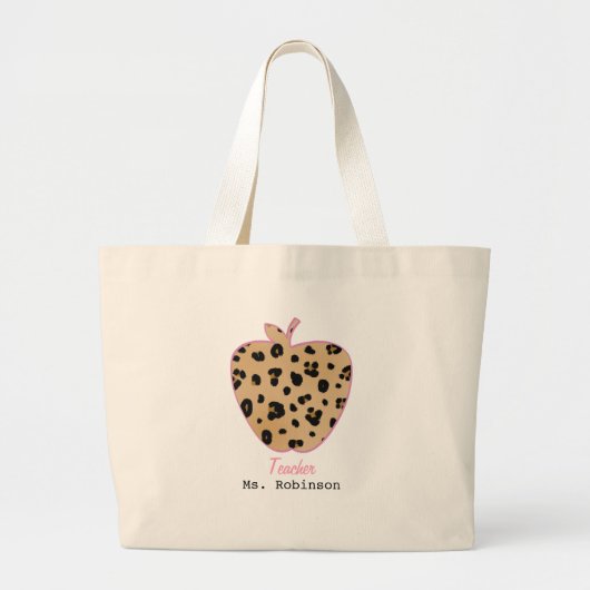 Grand Tote Bag Professeur d'Apple d'empreinte de léopard (Devant)