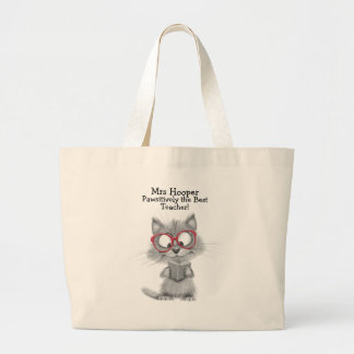 Grand Tote Bag Professeur de chats personnalisé
