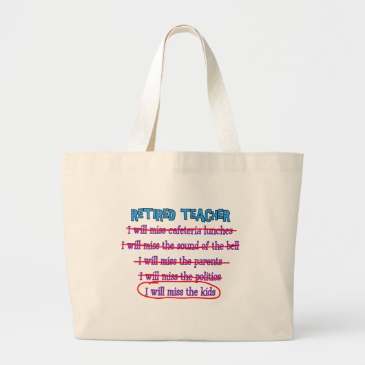 Grand Tote Bag Professeur Retraité "Je Manquerai Les Enfants" (Devant)