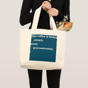 Grand Tote Bag Programmeur de codage Java Javascript Procrastinat